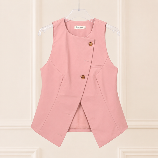 Gilet Pétale de Rose — gilet rose asymétrique