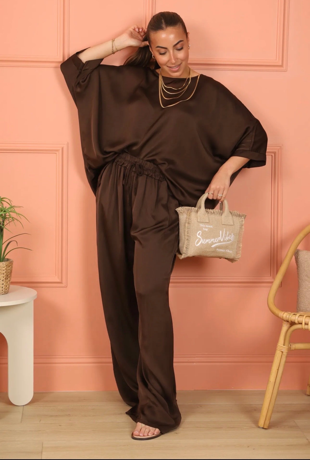 Blouse Soie de Cacao — top satiné oversize